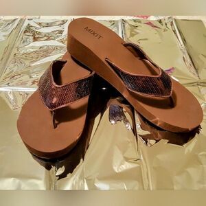 #409 Brown sequined sandals,sze. 10
